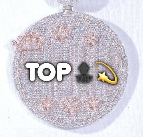 CUSTOM LETTER NECKLACE 3D BIG CROWN DISC