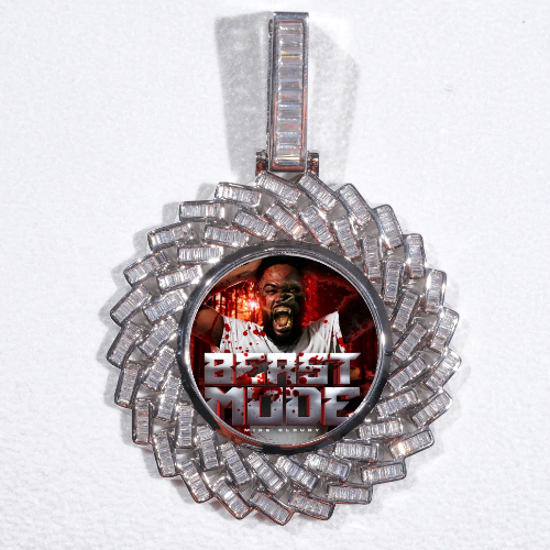 Large 3D Baguette Custom Picture Pendant