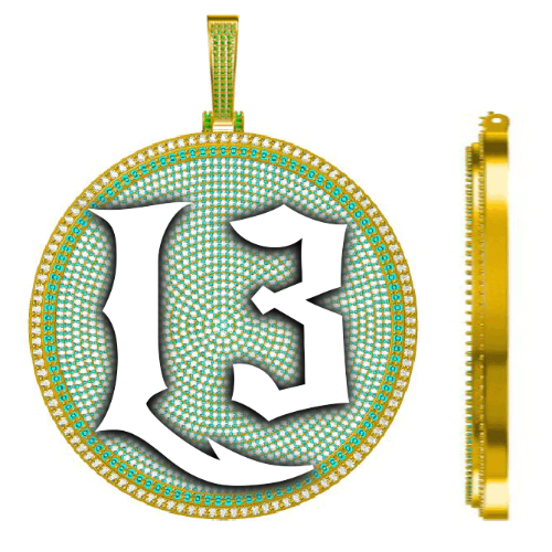 CUSTOM LETTER NECKLACE 3D BIG DISC