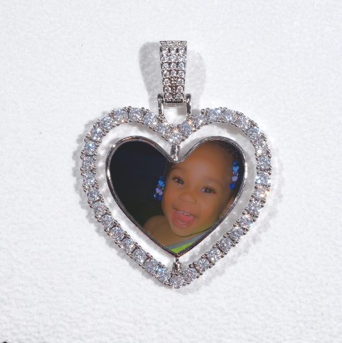 3D Spinning 2-Faced Heart Custom Picture Pendant