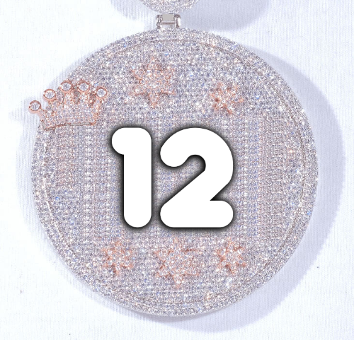 CUSTOM LETTER NECKLACE 3D BIG CROWN DISC