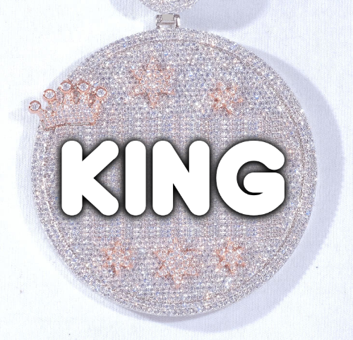 CUSTOM LETTER NECKLACE 3D BIG CROWN DISC