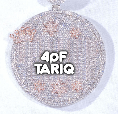 CUSTOM LETTER NECKLACE 3D BIG CROWN DISC
