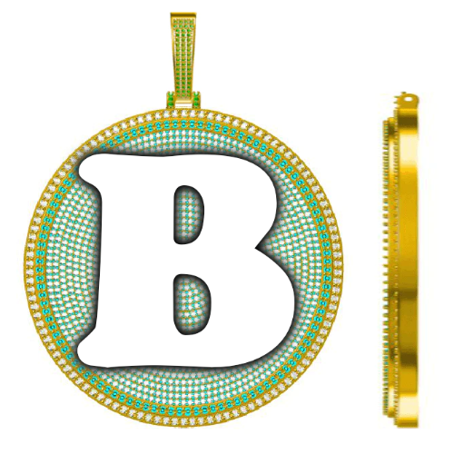 CUSTOM LETTER NECKLACE 3D BIG DISC