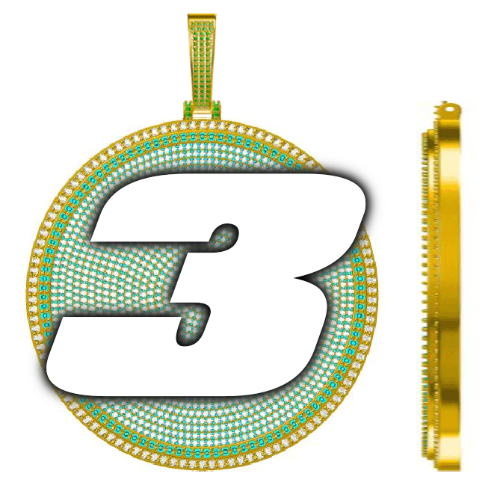 CUSTOM LETTER NECKLACE 3D BIG DISC