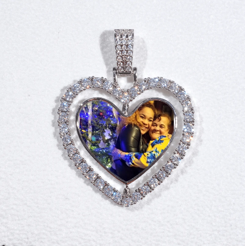 3D Spinning 2-Faced Heart Custom Picture Pendant