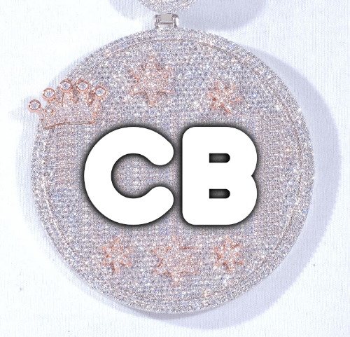 CUSTOM LETTER NECKLACE 3D BIG CROWN DISC