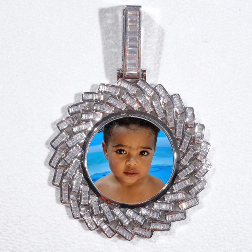 Large 3D Baguette Custom Picture Pendant