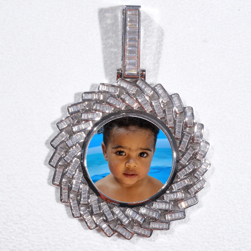 Large 3D Baguette Custom Picture Pendant