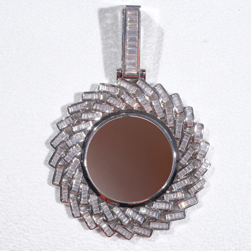 Large 3D Baguette Custom Picture Pendant