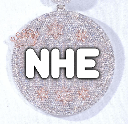 CUSTOM LETTER NECKLACE 3D BIG CROWN DISC