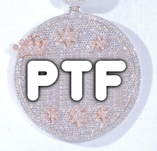 CUSTOM LETTER NECKLACE 3D BIG CROWN DISC