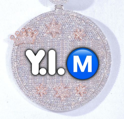 CUSTOM LETTER NECKLACE 3D BIG CROWN DISC