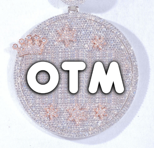 CUSTOM LETTER NECKLACE 3D BIG CROWN DISC