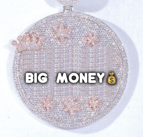 CUSTOM LETTER NECKLACE 3D BIG CROWN DISC