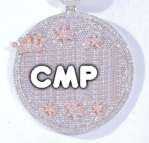 CUSTOM LETTER NECKLACE 3D BIG CROWN DISC