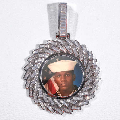 Large 3D Baguette Custom Picture Pendant