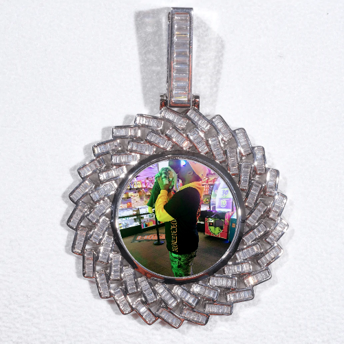 Large 3D Baguette Custom Picture Pendant