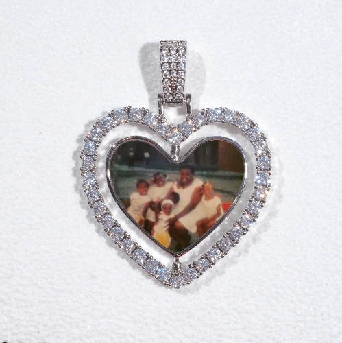 3D Spinning 2-Faced Heart Custom Picture Pendant