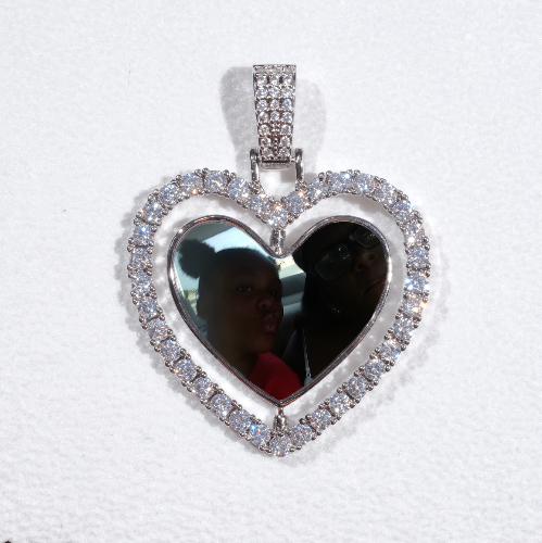 3D Spinning 2-Faced Heart Custom Picture Pendant