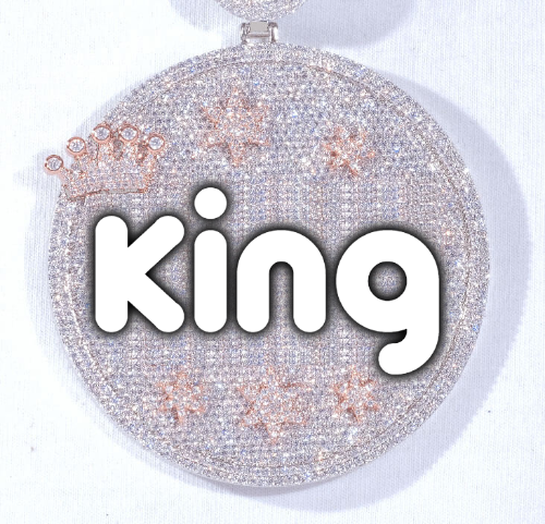 CUSTOM LETTER NECKLACE 3D BIG CROWN DISC