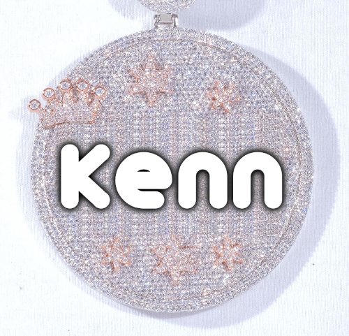 CUSTOM LETTER NECKLACE 3D BIG CROWN DISC