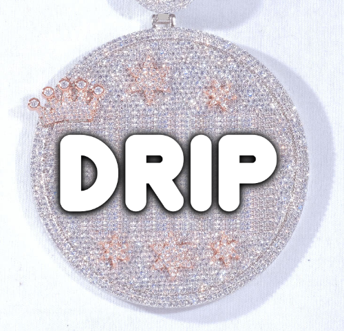 CUSTOM LETTER NECKLACE 3D BIG CROWN DISC