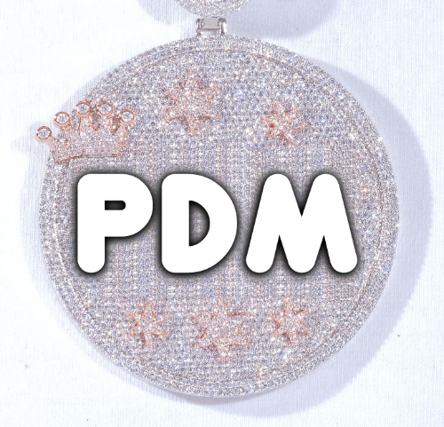 CUSTOM LETTER NECKLACE 3D BIG CROWN DISC