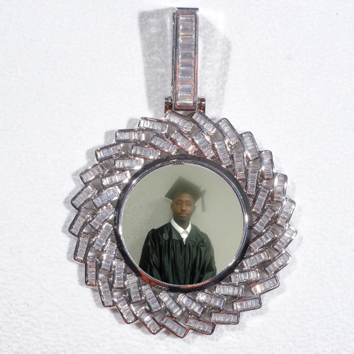 Large 3D Baguette Custom Picture Pendant