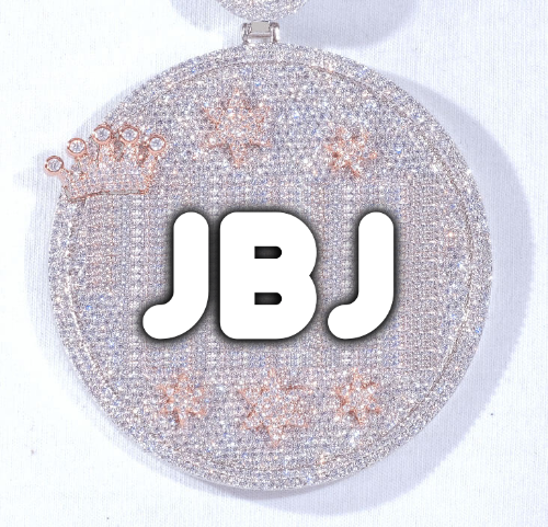 CUSTOM LETTER NECKLACE 3D BIG CROWN DISC