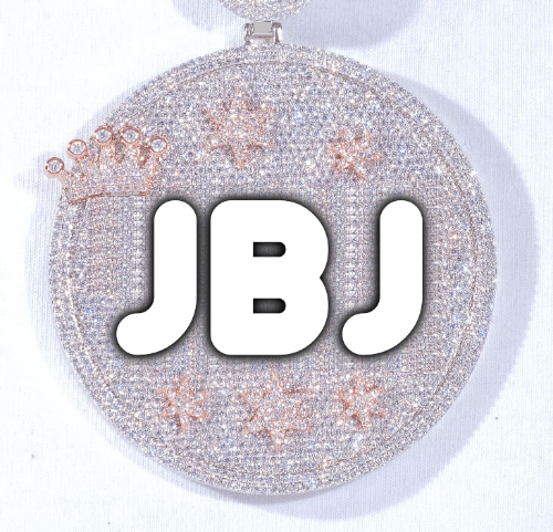 CUSTOM LETTER NECKLACE 3D BIG CROWN DISC