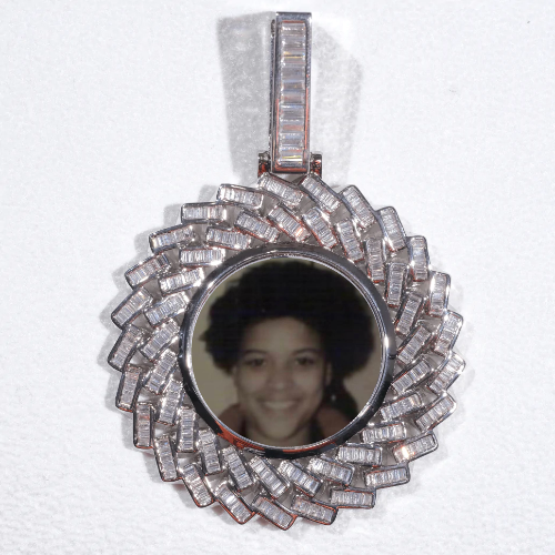 Large 3D Baguette Custom Picture Pendant