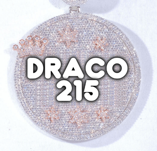 CUSTOM LETTER NECKLACE 3D BIG CROWN DISC