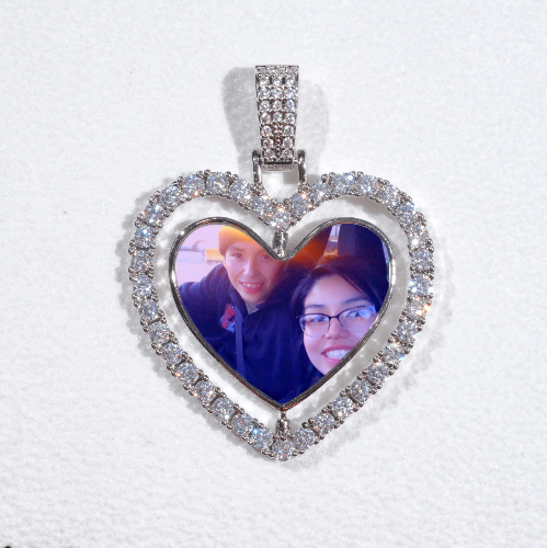 3D Spinning 2-Faced Heart Custom Picture Pendant