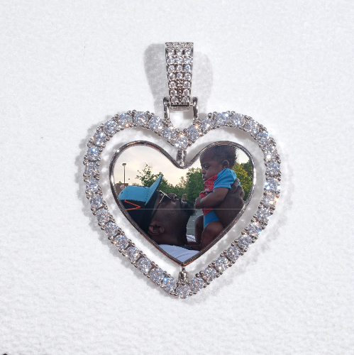 3D Spinning 2-Faced Heart Custom Picture Pendant