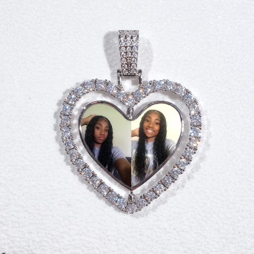 3D Spinning 2-Faced Heart Custom Picture Pendant