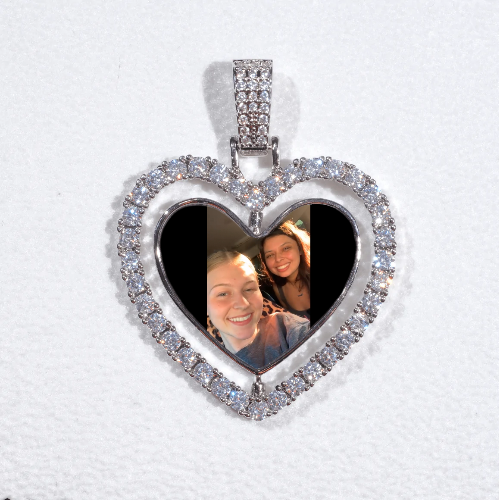 3D Spinning 2-Faced Heart Custom Picture Pendant