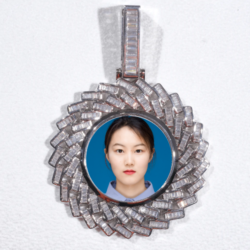 Large 3D Baguette Custom Picture Pendant