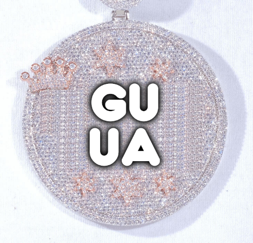 CUSTOM LETTER NECKLACE 3D BIG CROWN DISC