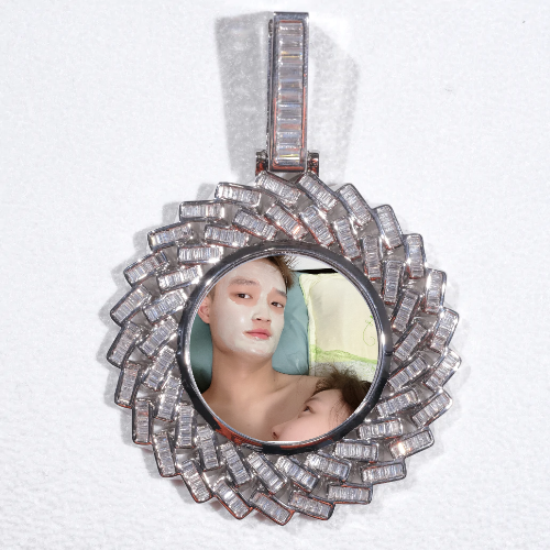Large 3D Baguette Custom Picture Pendant