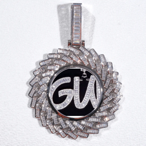 Large 3D Baguette Custom Picture Pendant