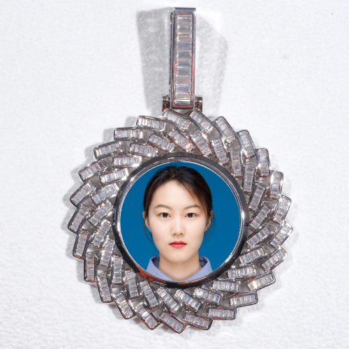 Large 3D Baguette Custom Picture Pendant