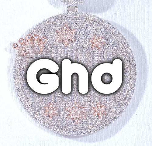 CUSTOM LETTER NECKLACE 3D BIG CROWN DISC