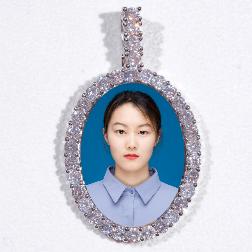 Large 3D Oval Custom Picture Pendant