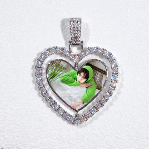 3D Spinning 2-Faced Heart Custom Picture Pendant