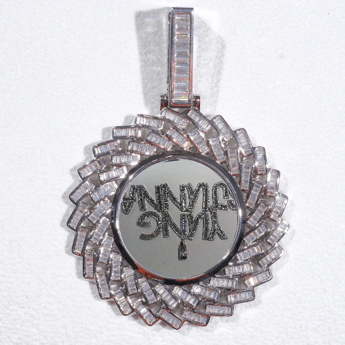 Large 3D Baguette Custom Picture Pendant