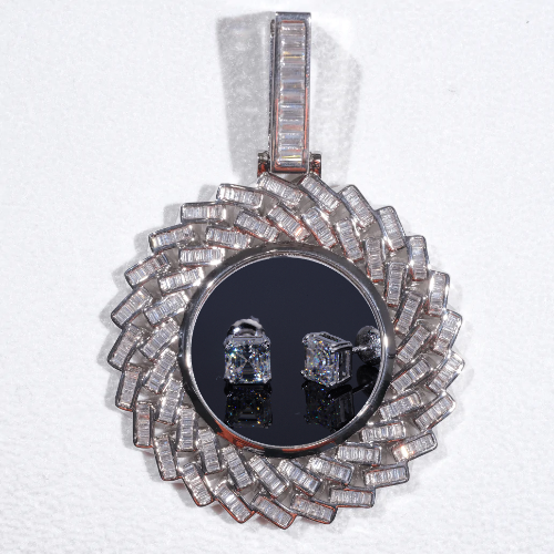Large 3D Baguette Custom Picture Pendant