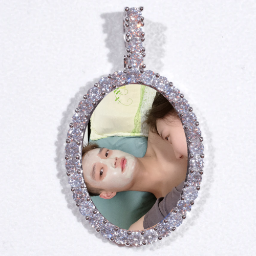 Large 3D Oval Custom Picture Pendant