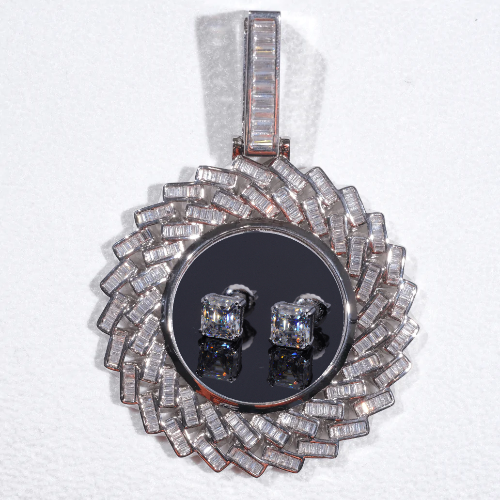 Large 3D Baguette Custom Picture Pendant