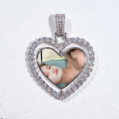 3D Spinning 2-Faced Heart Custom Picture Pendant